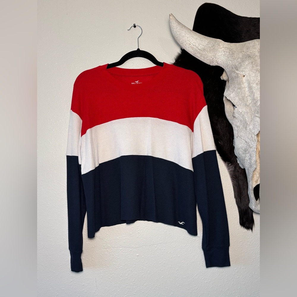 Hollister Tricolor Sweater - Red, White, and Blue